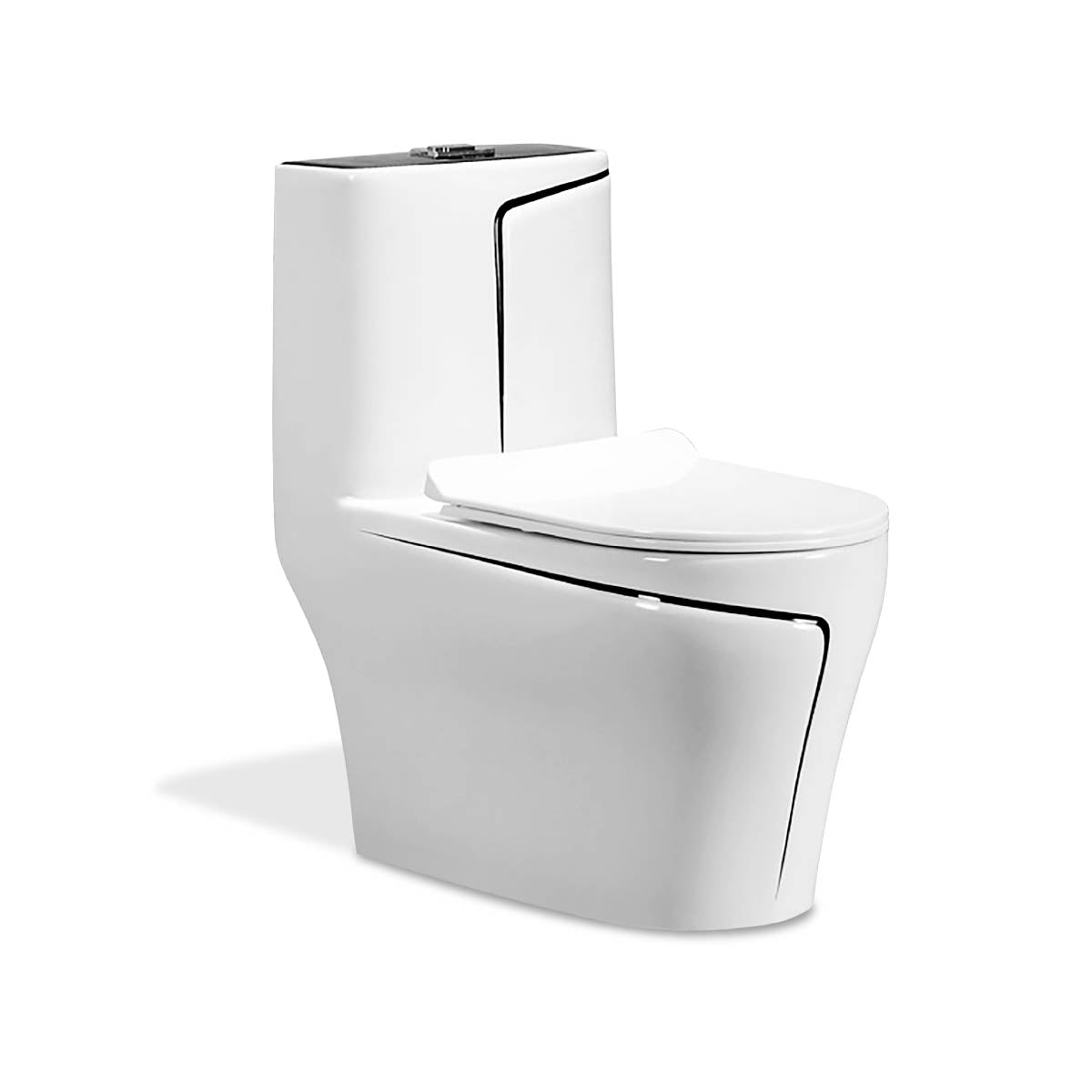 Inodoro One Piece + Tapa Asiento Y Acces. Minimalista Blanco 8285 (69X39X74) Fratelli